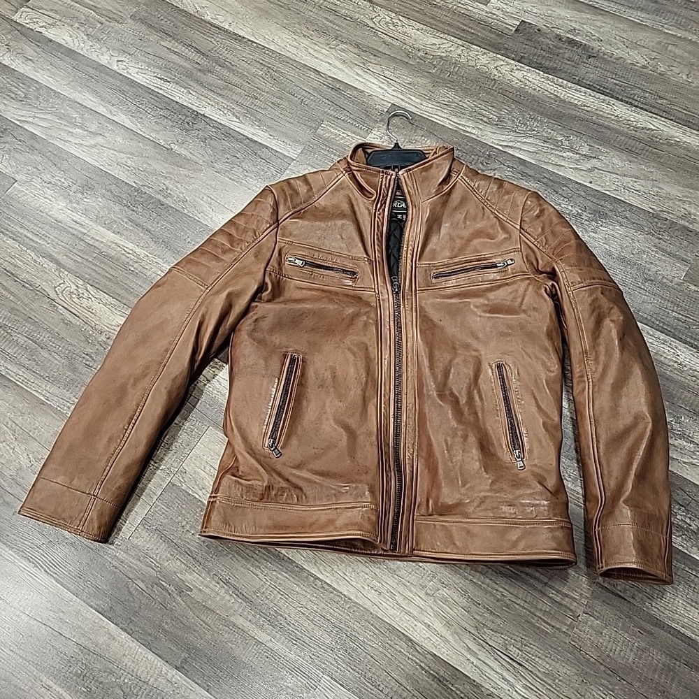 Overland Men's Leather Jacket, Brown, Size Medium
